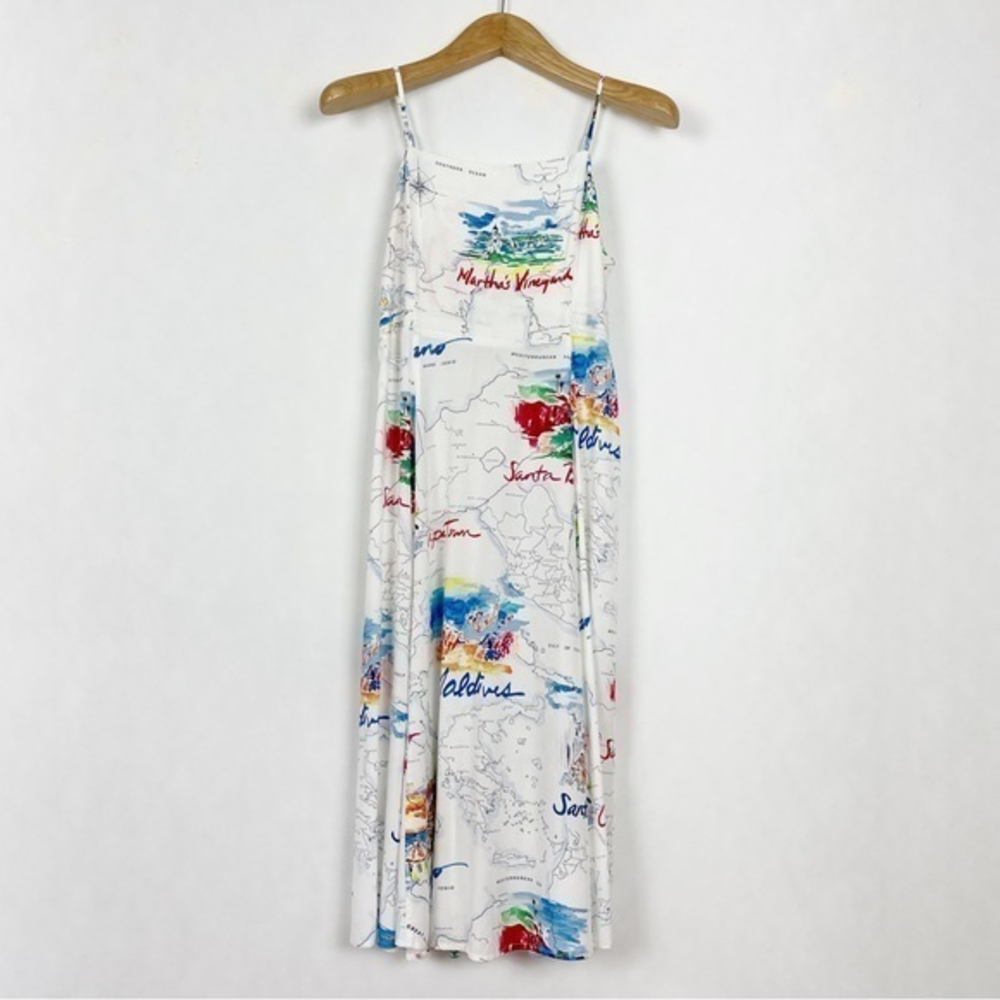 GAP Women's Maxi Dress - Multicolor Map Print